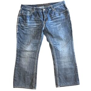 Men's Rock & Roll Cowboy Pistol Regular Bootcut Thick Stitch Jeans 40/25in